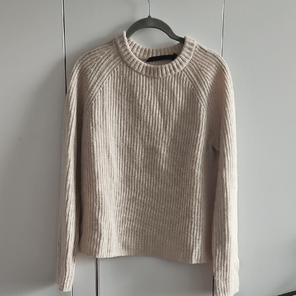 Jenni Kayne Size S 100% Cashmere Fisherman's Sweater Oatmeal
